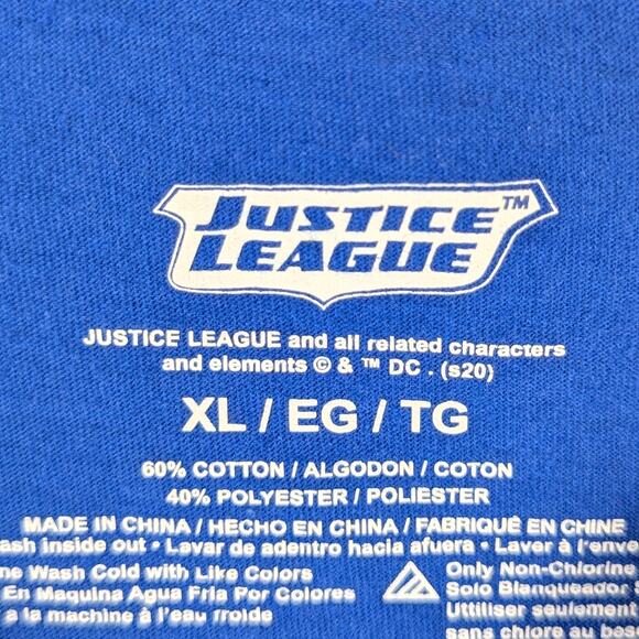 Justice League Be A Hero Long Sleeve Shirt XL Blue Superman Batman Flash Lantern - Picture 3 of 4